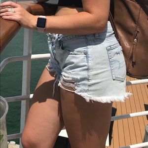 Light wash denim shorts